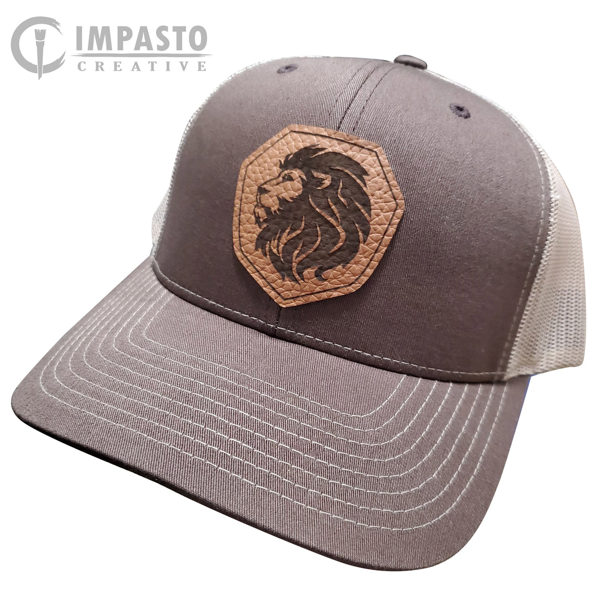 Bravo Premium Hat in Charcoal/White with Shark Design Leather Patch