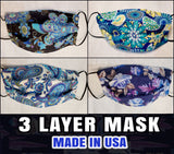 KIDS Size - 3 Layer Washable Reusable Face Mask - Made in USA