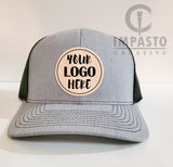 Custom Leather Engraved hat, trucker Hat, leather patch hat, your logo or photo, company hat, gift idea